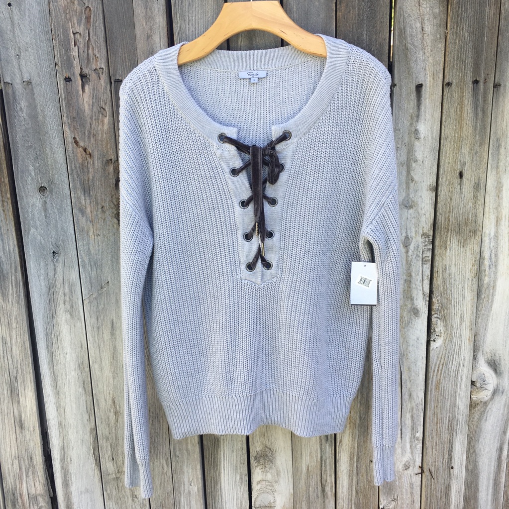 Nwt Rails Olivia Lace Up Sweater Cotton Blend S